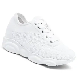 7CM / 2.76 Inches CMR CHAMARIPA Elevate Your Style with Women's White Knit Wedge Elevator Sneakers