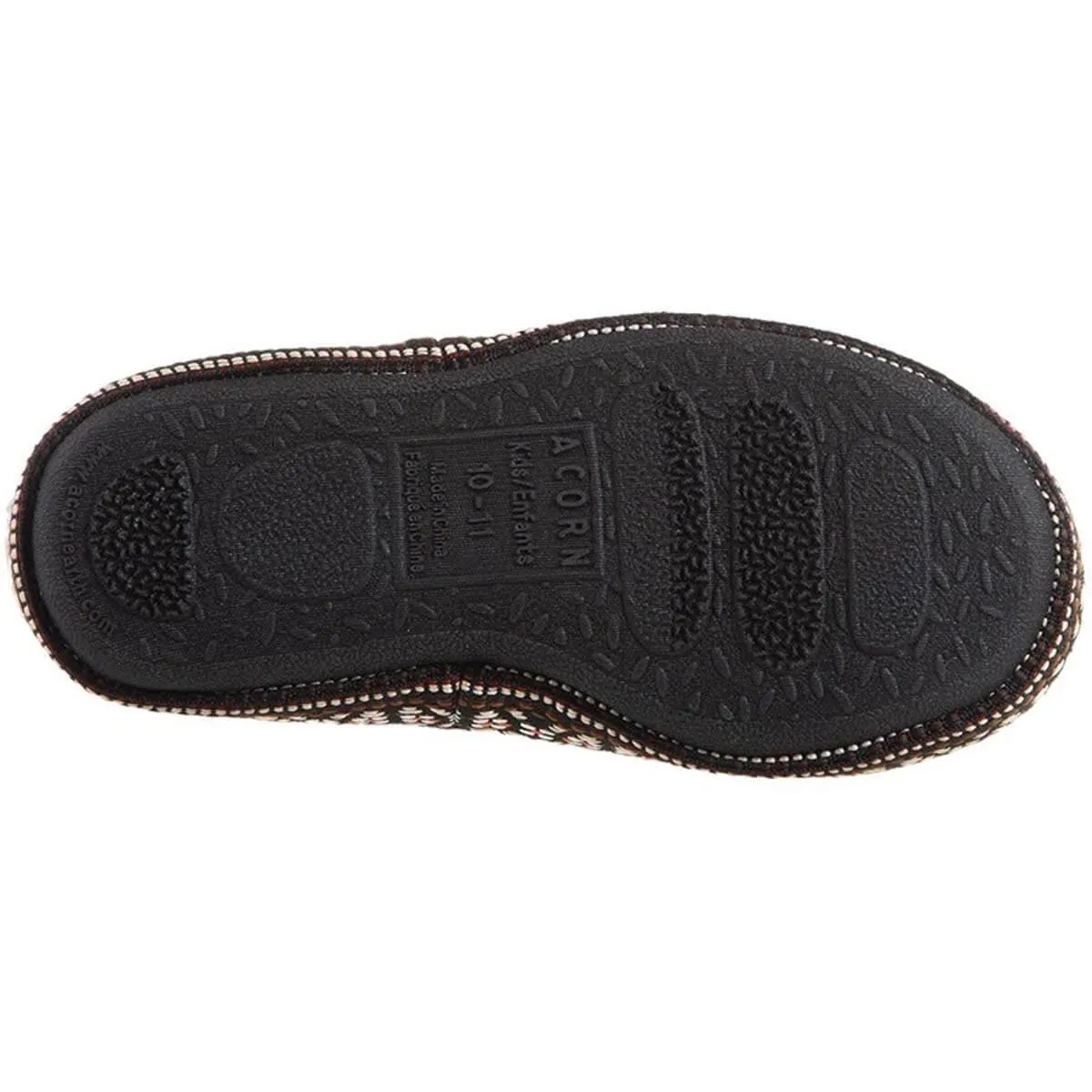 Acorn Kids' Slippers - L’il Woven Trim Moccasins, Stormy Grey, K12/13 | A19009STG12-13