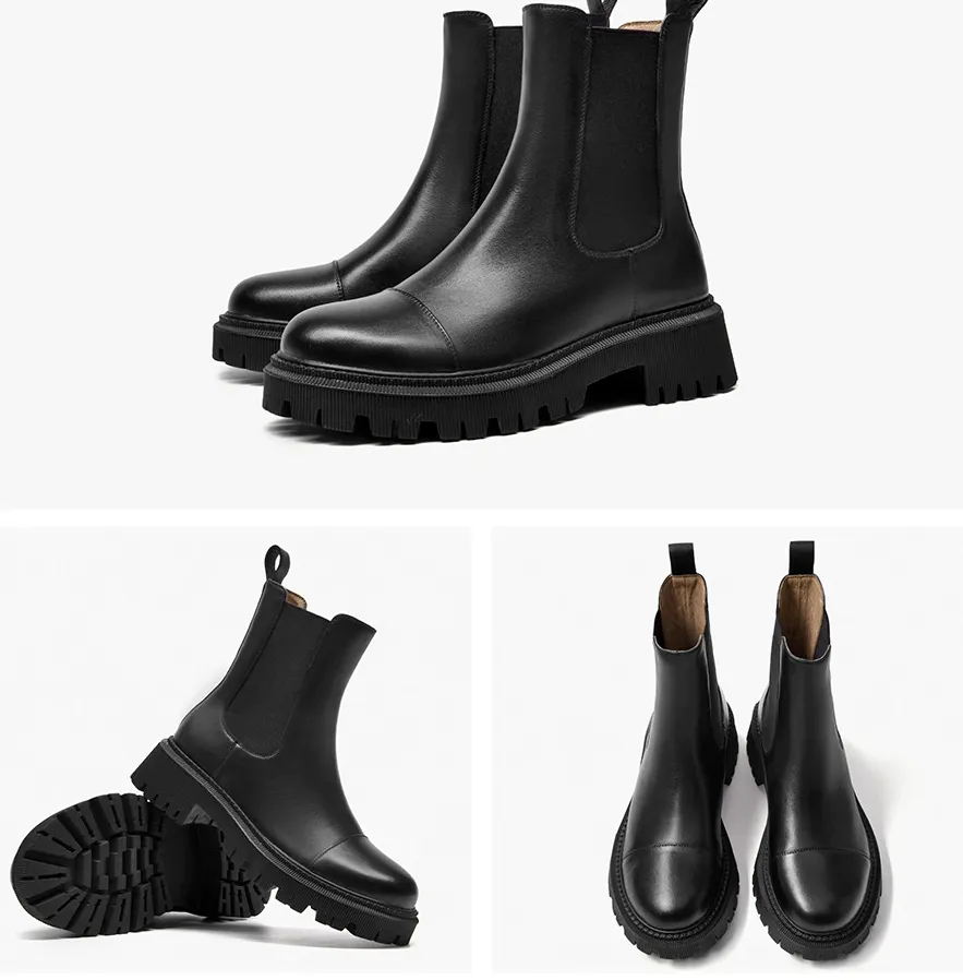 Ankle Boots Platform Women Cow Leather Chelsea Boots BLXCK NORWAY™