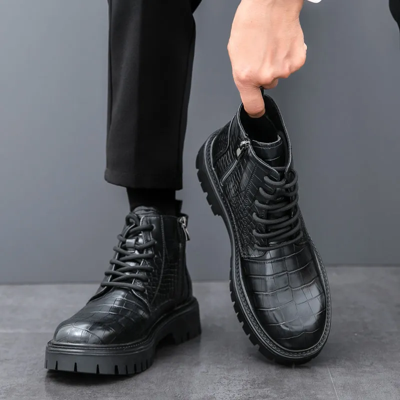 Autumn and winter men's new platform increase Martin boots fashion trend retro comfortable all-matching men's ankle boots