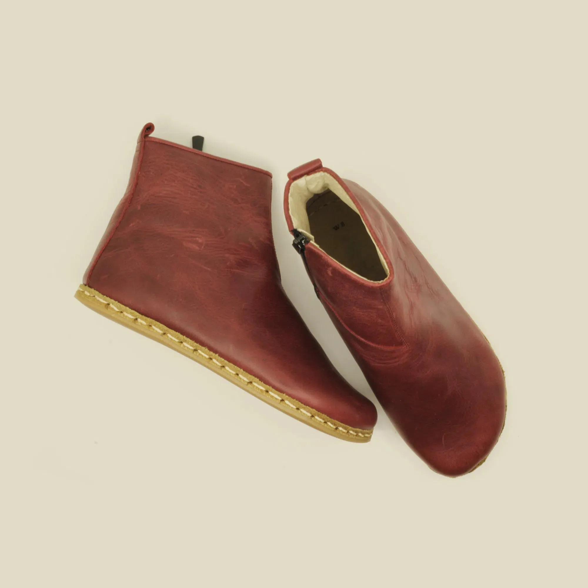 Barefoot Boots for Women with Zipper Burgundy