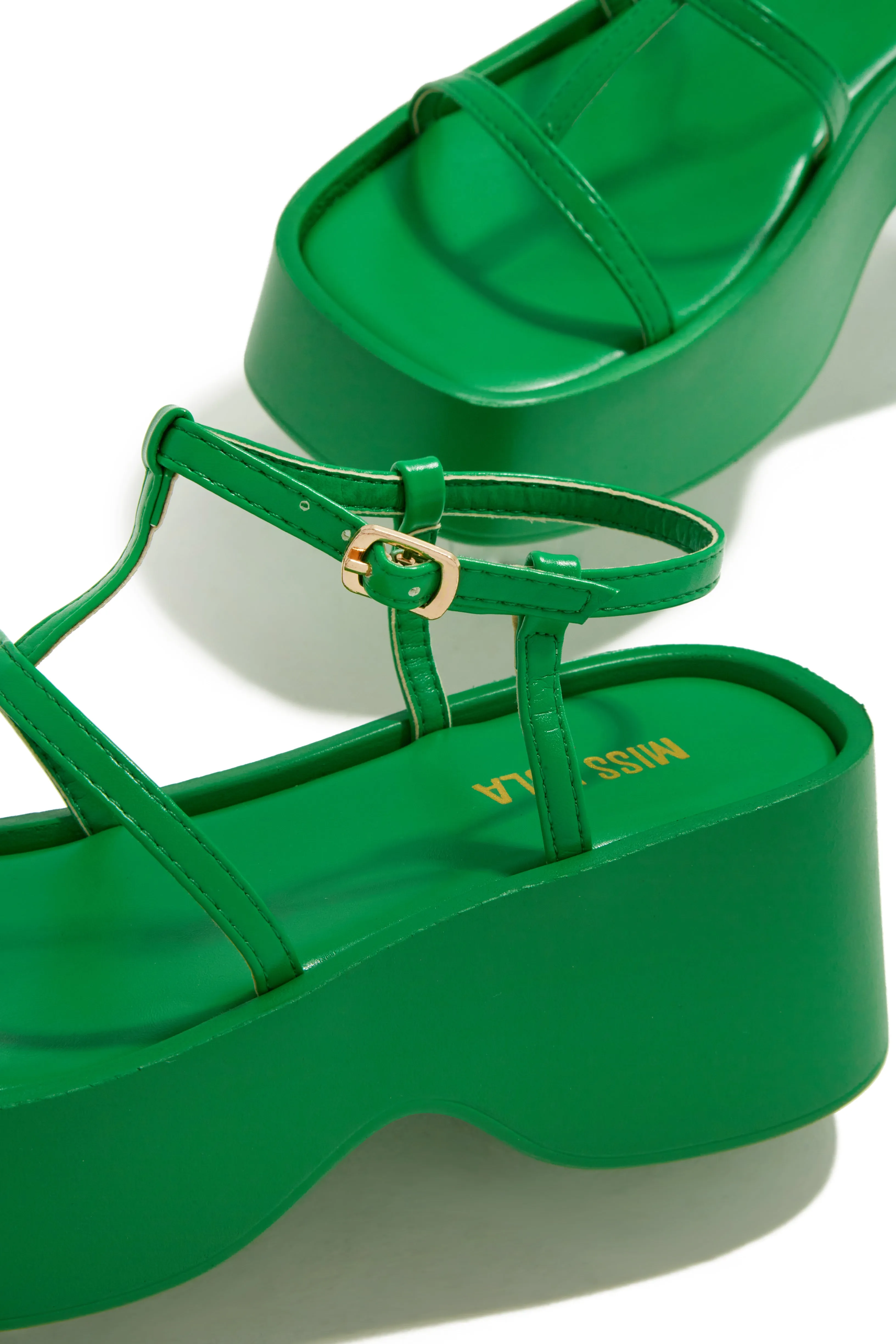 Beach Trip Flat Platform Sandals - Green