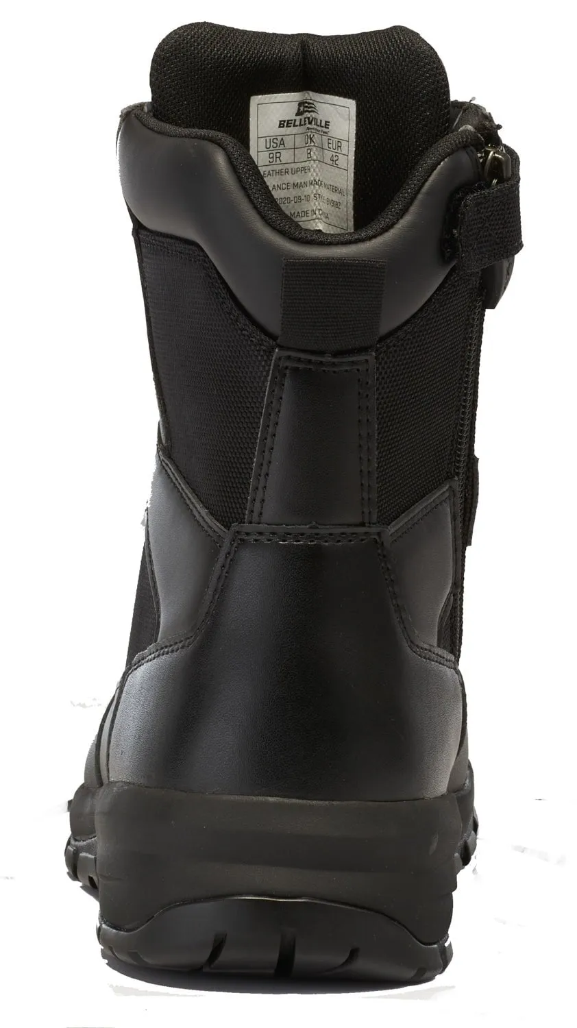 Belleville Mens Black Leather Spear Point 8in Side Zip Military Boots