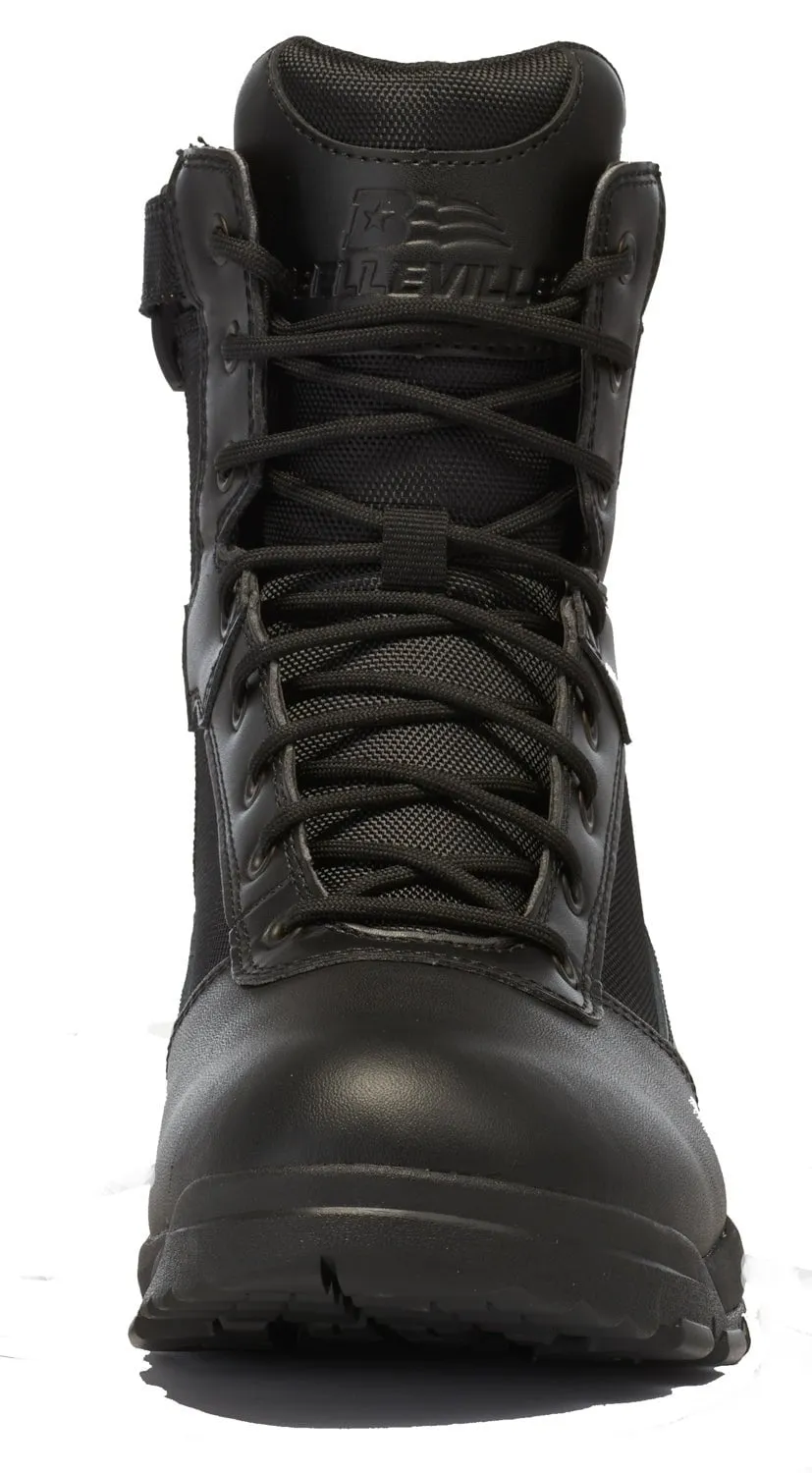 Belleville Mens Black Leather Spear Point 8in Side Zip Military Boots