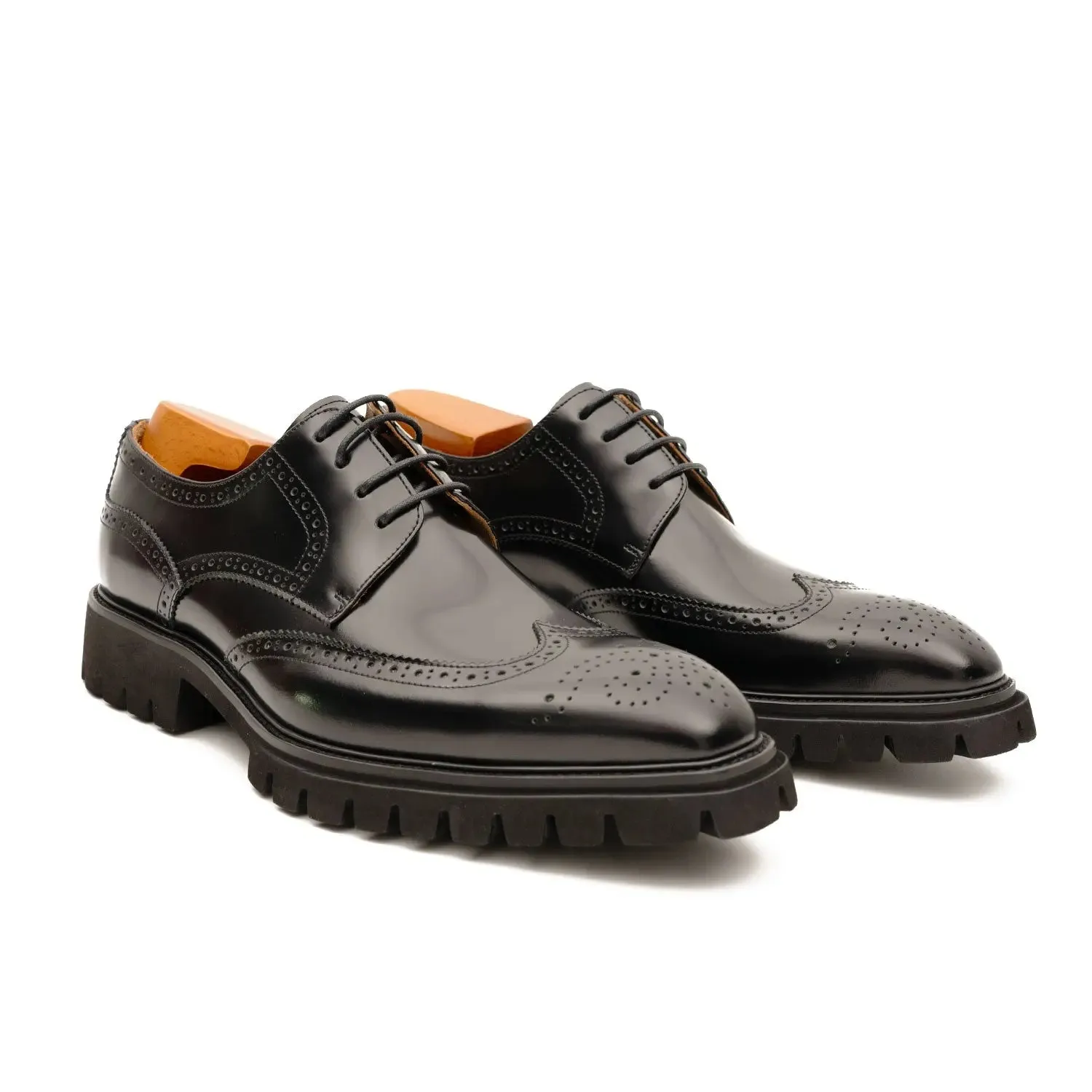 Black derby brogue shoes