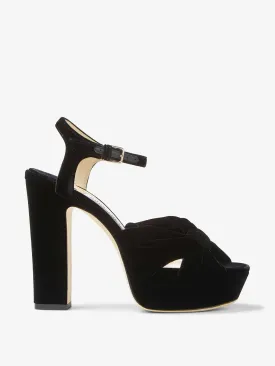 Black velvet platform sandals