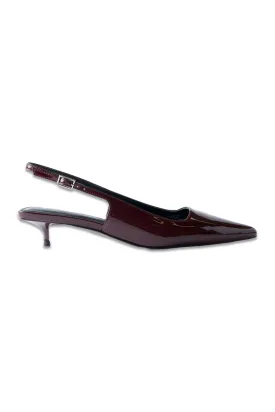 Burgundy Patent Slingback Kitten Heels