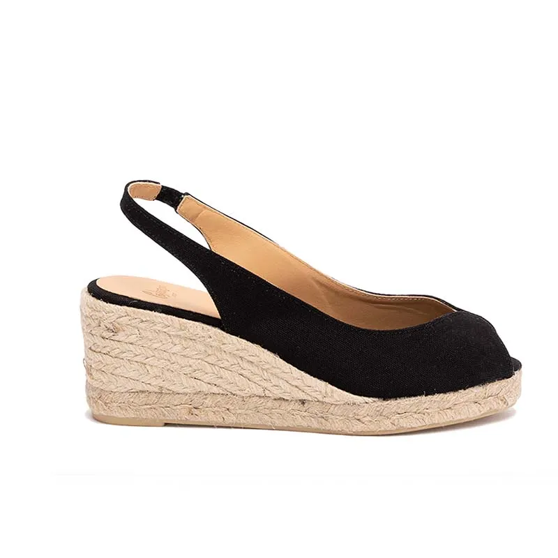 Castaner Barbara 6 Black Canvas Wedge Espadrilles