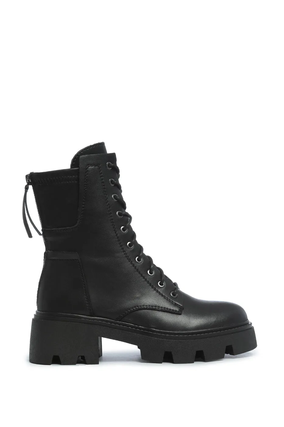 Chunky Leather Lace-Up Combat Boots