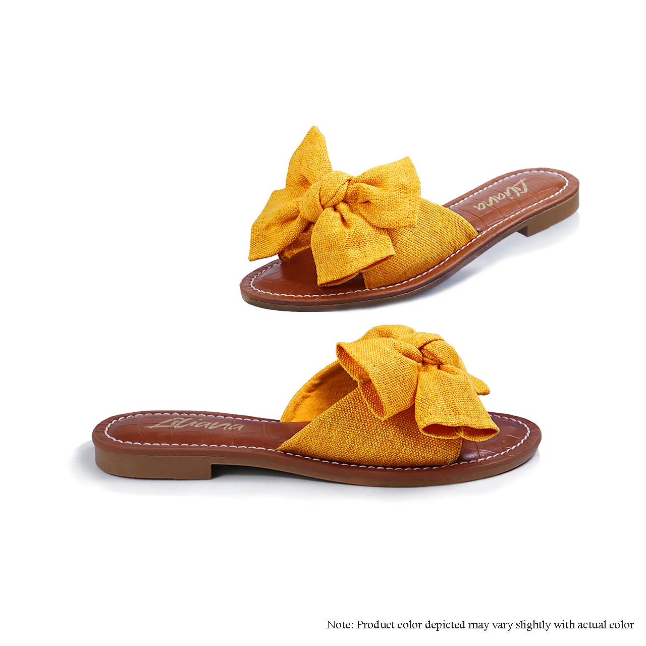 CLARISSA-1 CROC FOOTBED BOW SANDAL - YELLOW