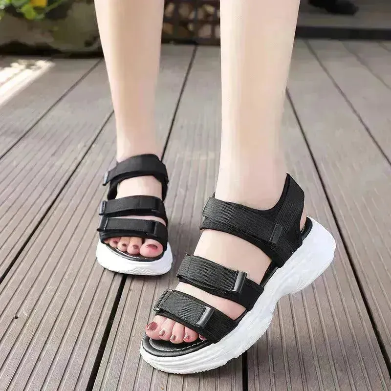 Classy Trendy Women's Fashion Velcro Platform Casual  Chunky Sandals