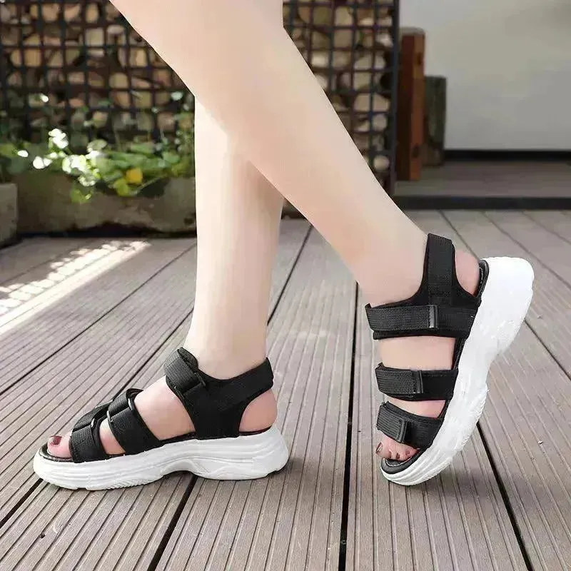 Classy Trendy Women's Fashion Velcro Platform Casual  Chunky Sandals