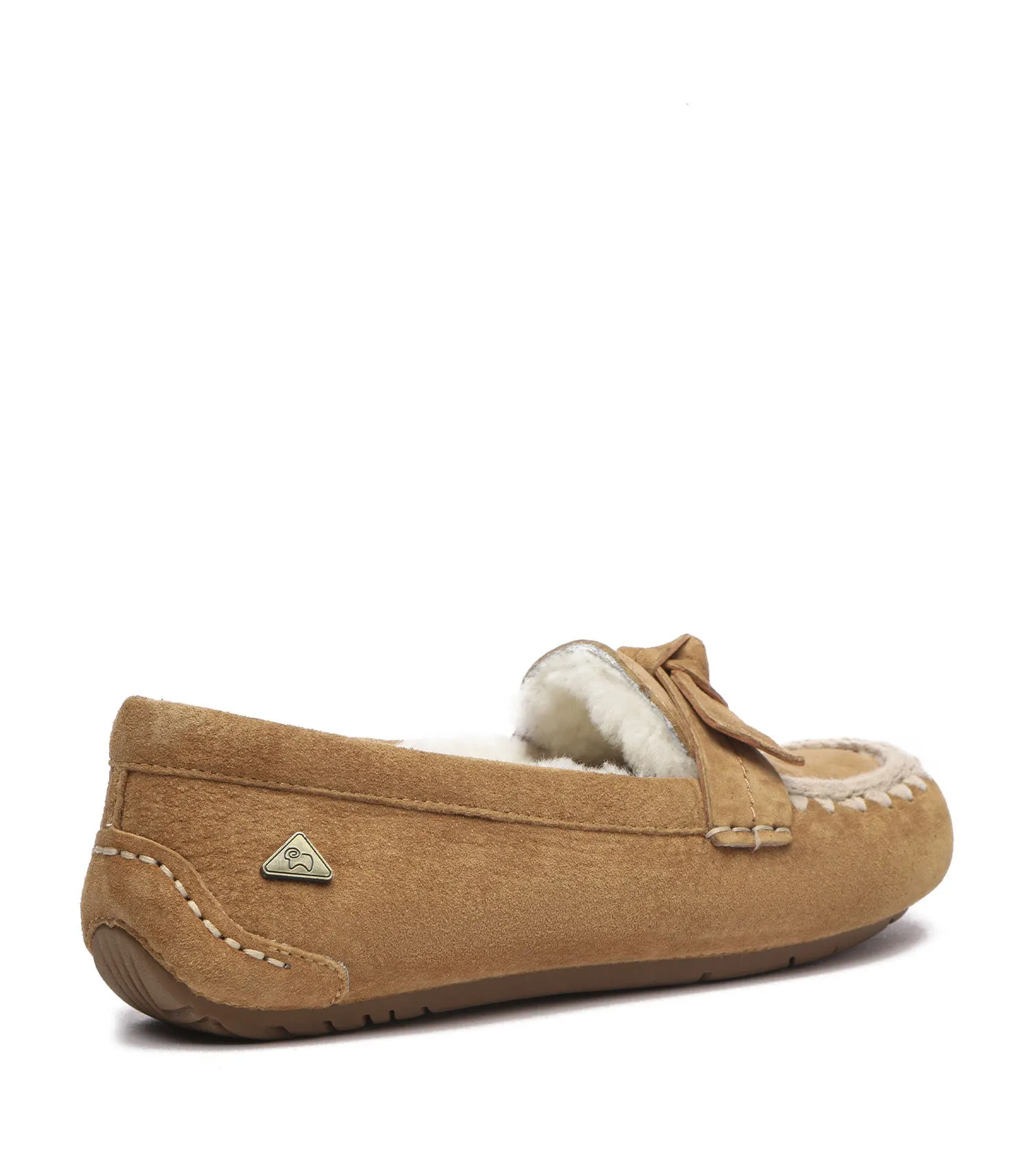 EVERAU Sheepskin Wool Bow Ankle Slippers – Woven Moccasins EA1021