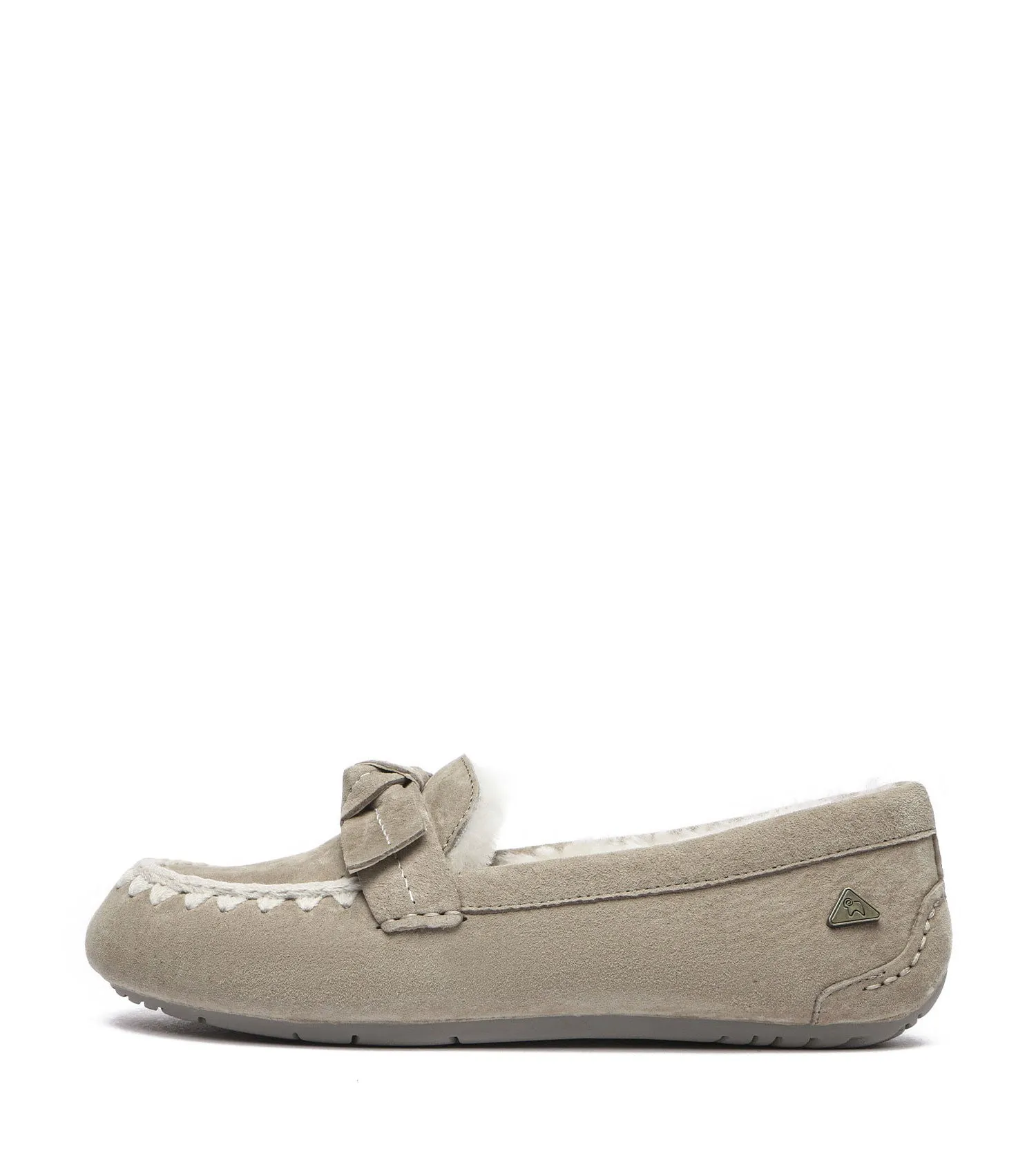 EVERAU Sheepskin Wool Bow Ankle Slippers – Woven Moccasins EA1021