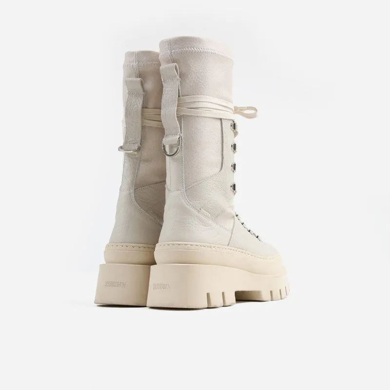 Evi Ann Creme White Biker Boots