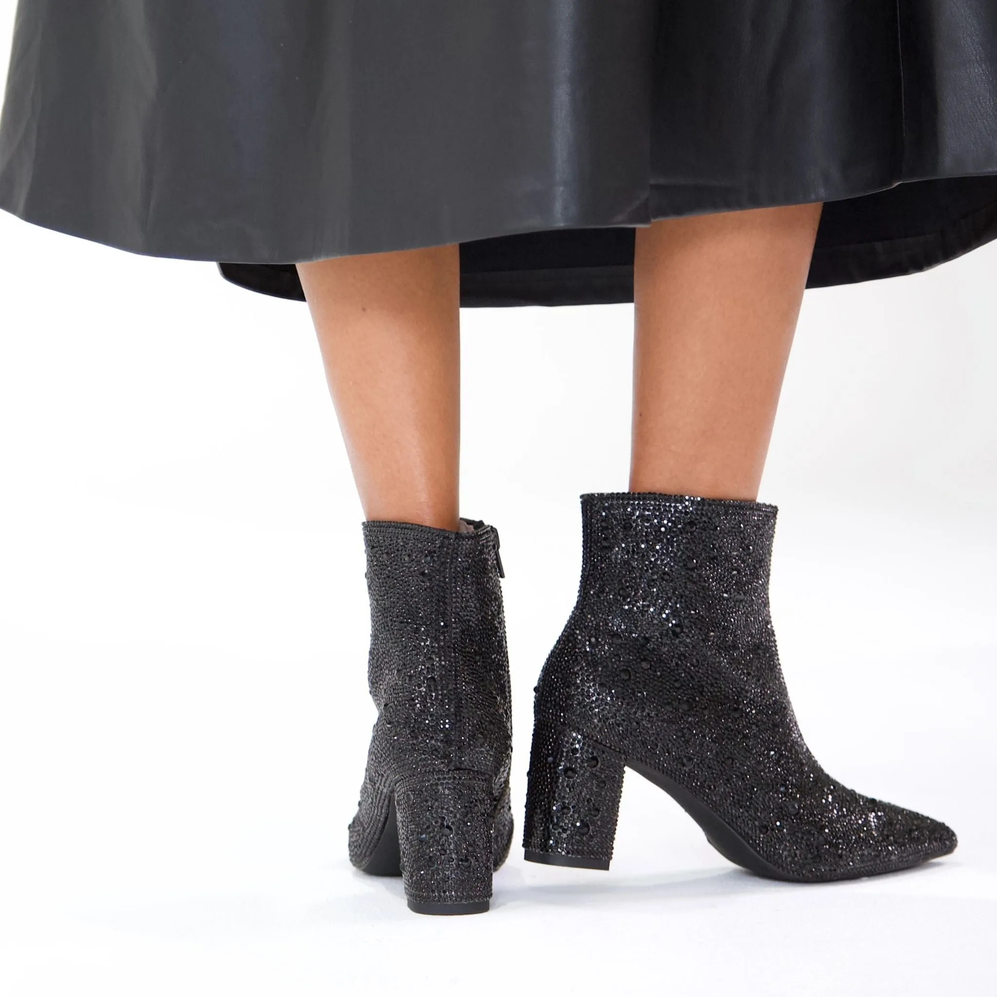 Glister Black Jewels Ankle Boots