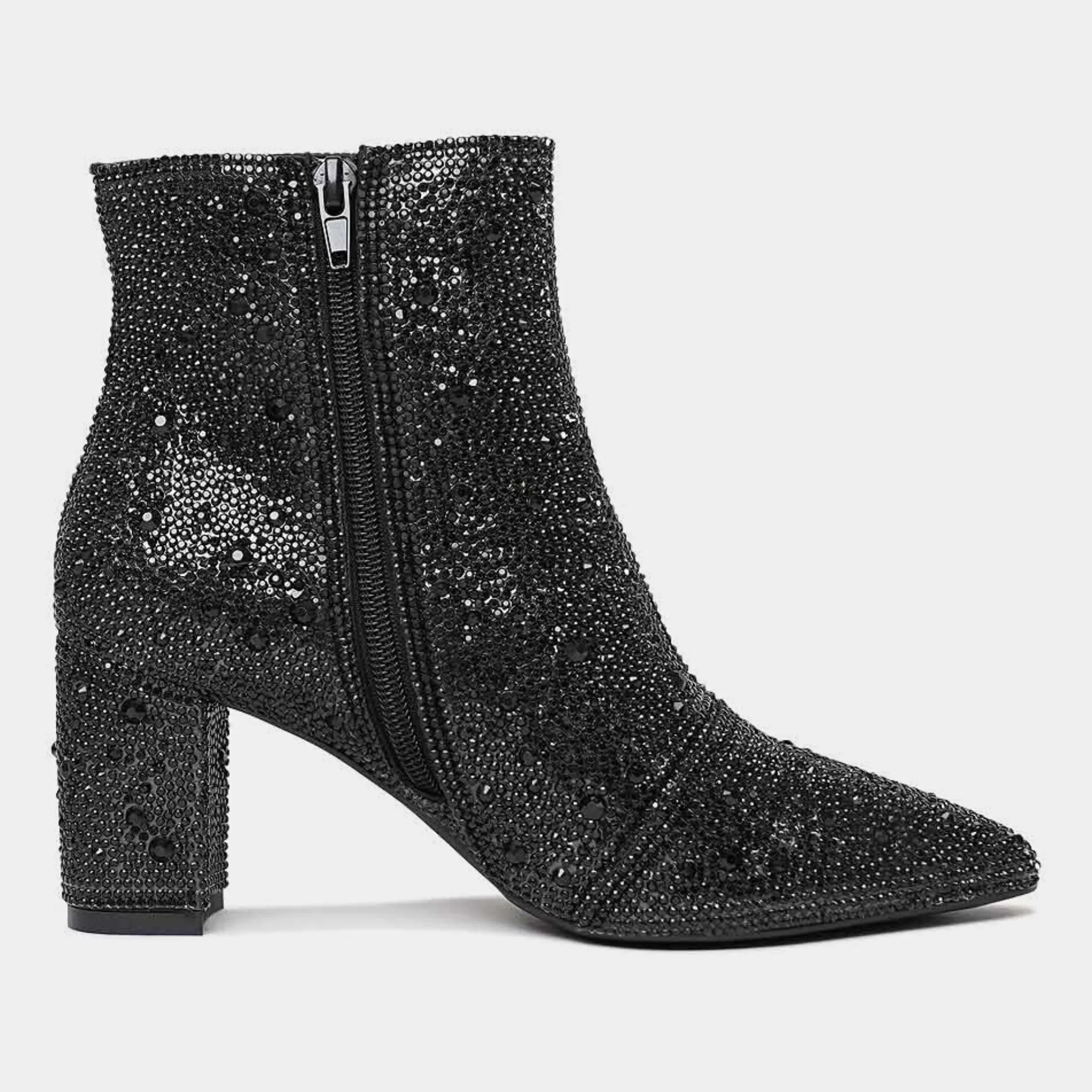 Glister Black Jewels Ankle Boots