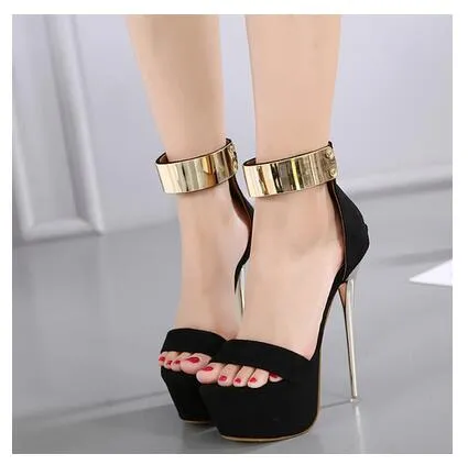 Glittery 16CM High Heel Ankle Strap Sandals