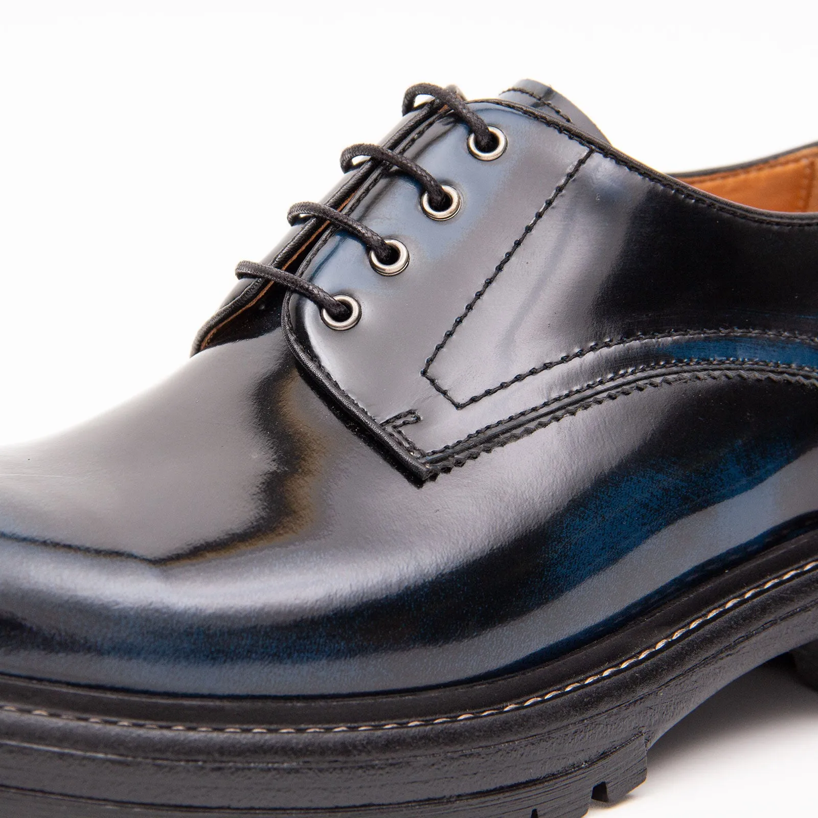 Handcrafted Big Toe Derby Shoes with Thick Sole  Blue