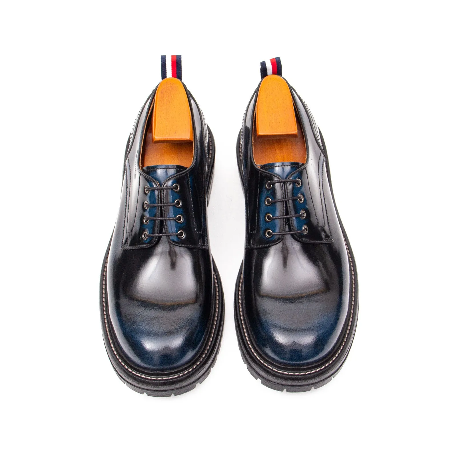 Handcrafted Big Toe Derby Shoes with Thick Sole  Blue