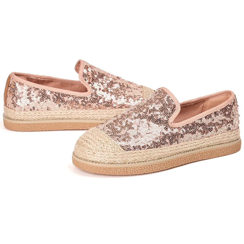 Handmade Women’s Slip-On Espadrille Sequins Mesh Loafers-69280W