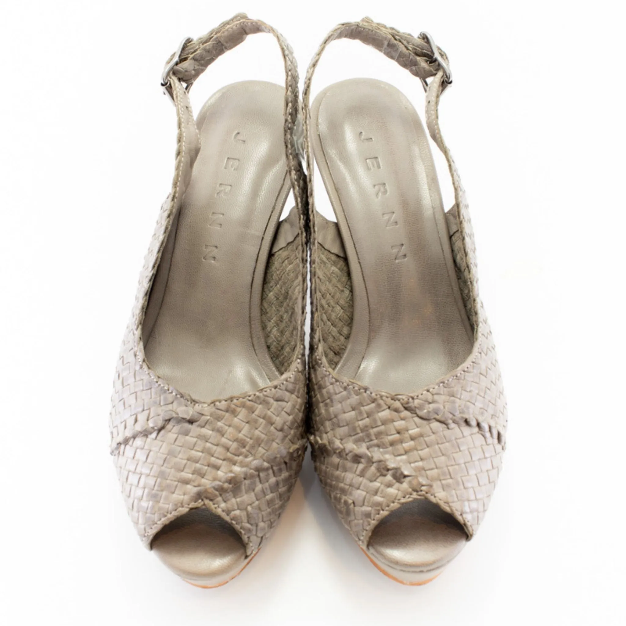 Handwoven platform peep-toe heels with slingback - 40759-1