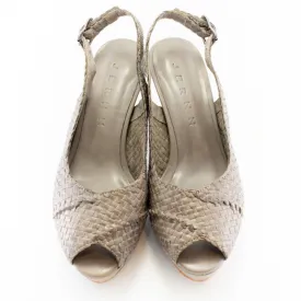 Handwoven platform peep-toe heels with slingback - 40759-1