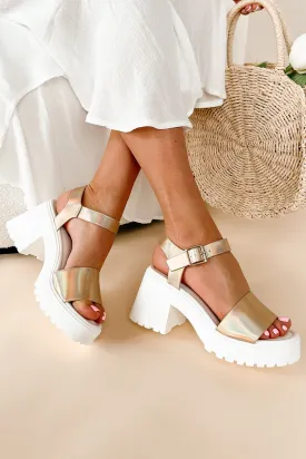 Interesting Take Chunky Platform Sandals (Iridescent Metallic)