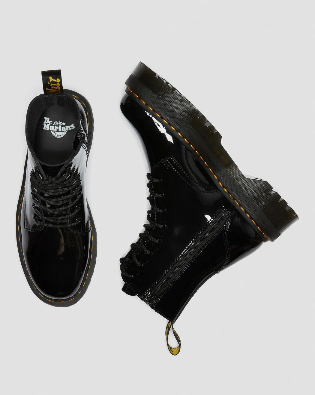 Jadon Black Patent Leather Platform Boots