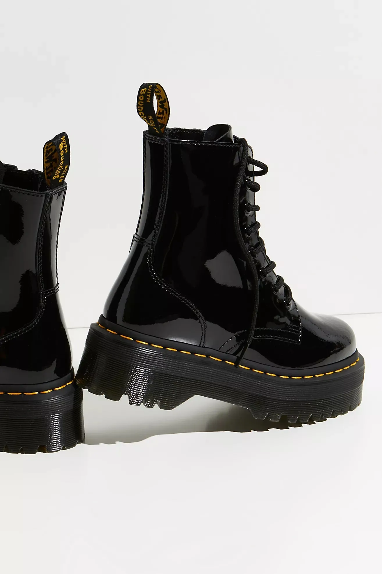 Jadon Black Patent Leather Platform Boots