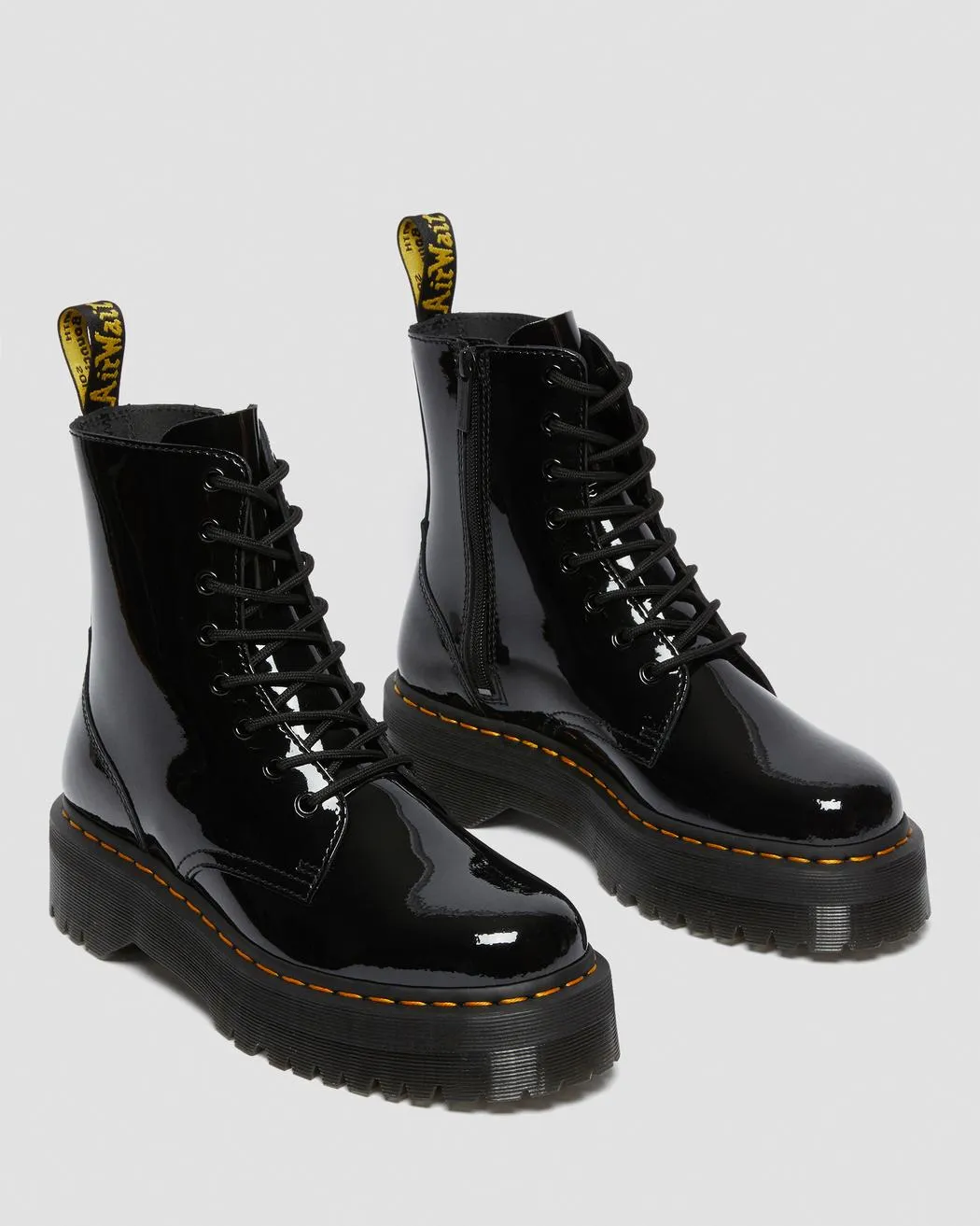 Jadon Black Patent Leather Platform Boots