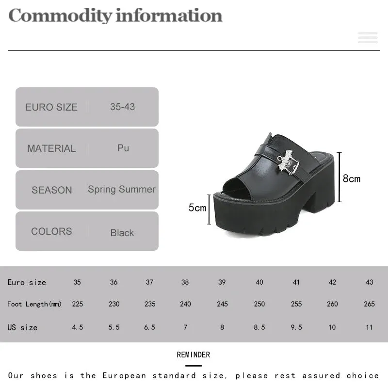 Joskaa 2024 New Buckle Mule Chunky Sandals