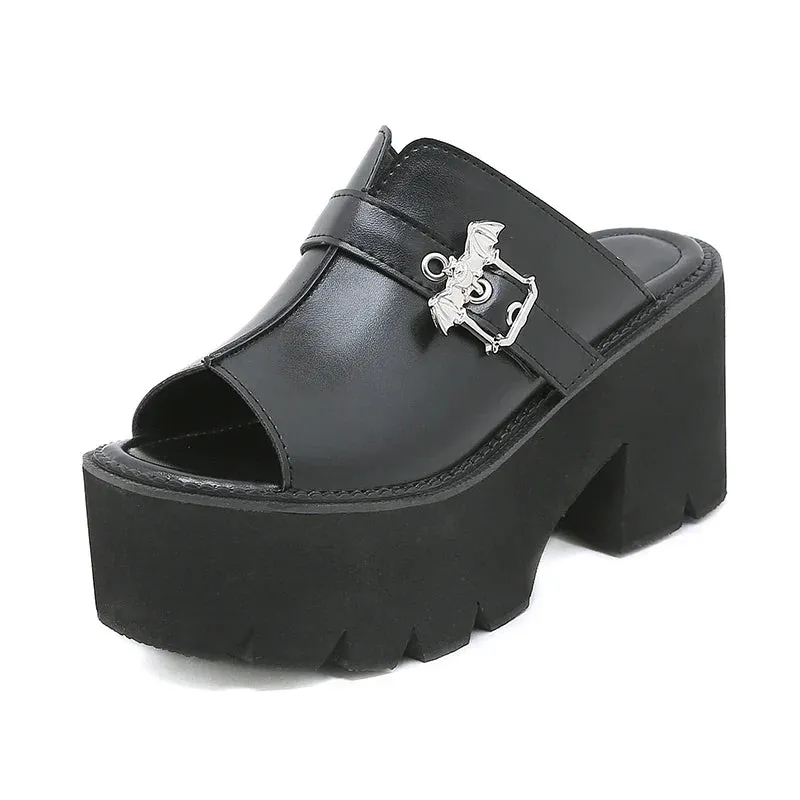 Joskaa 2024 New Buckle Mule Chunky Sandals