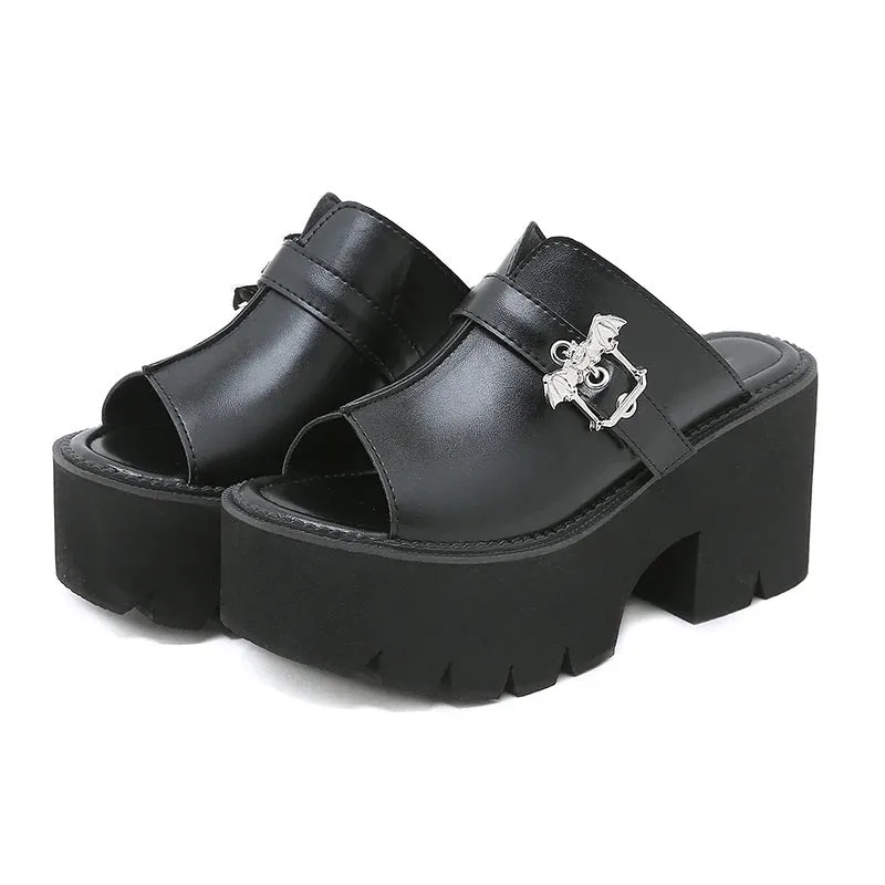 Joskaa 2024 New Buckle Mule Chunky Sandals