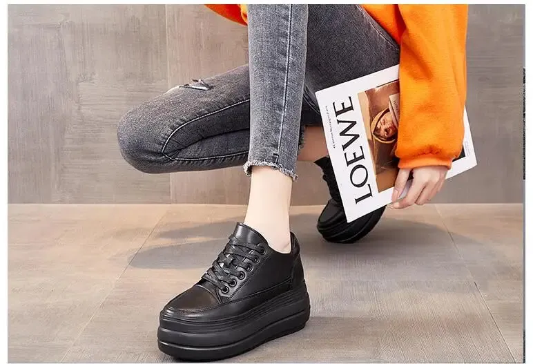 Joskaa 2024 New Casual Leisure Black Platform Sneakers