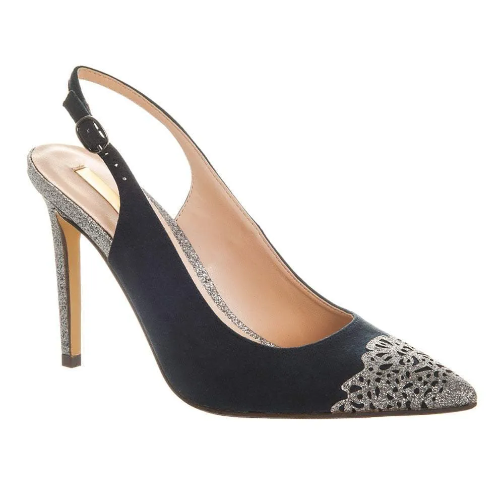 Karlie Diamante Trim High Stiletto Heel Sling Back Shoe