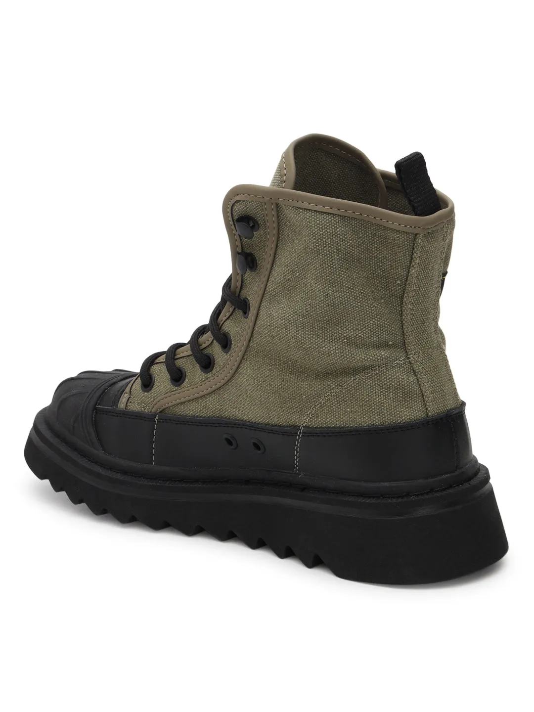 Khaki Canvas Comfortable Ankle Boots (TC-RS3644-KHA)