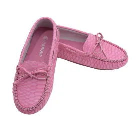 Little Big Kids Girls Fuchsia Bow Leather Moccasin 11-4 Kids