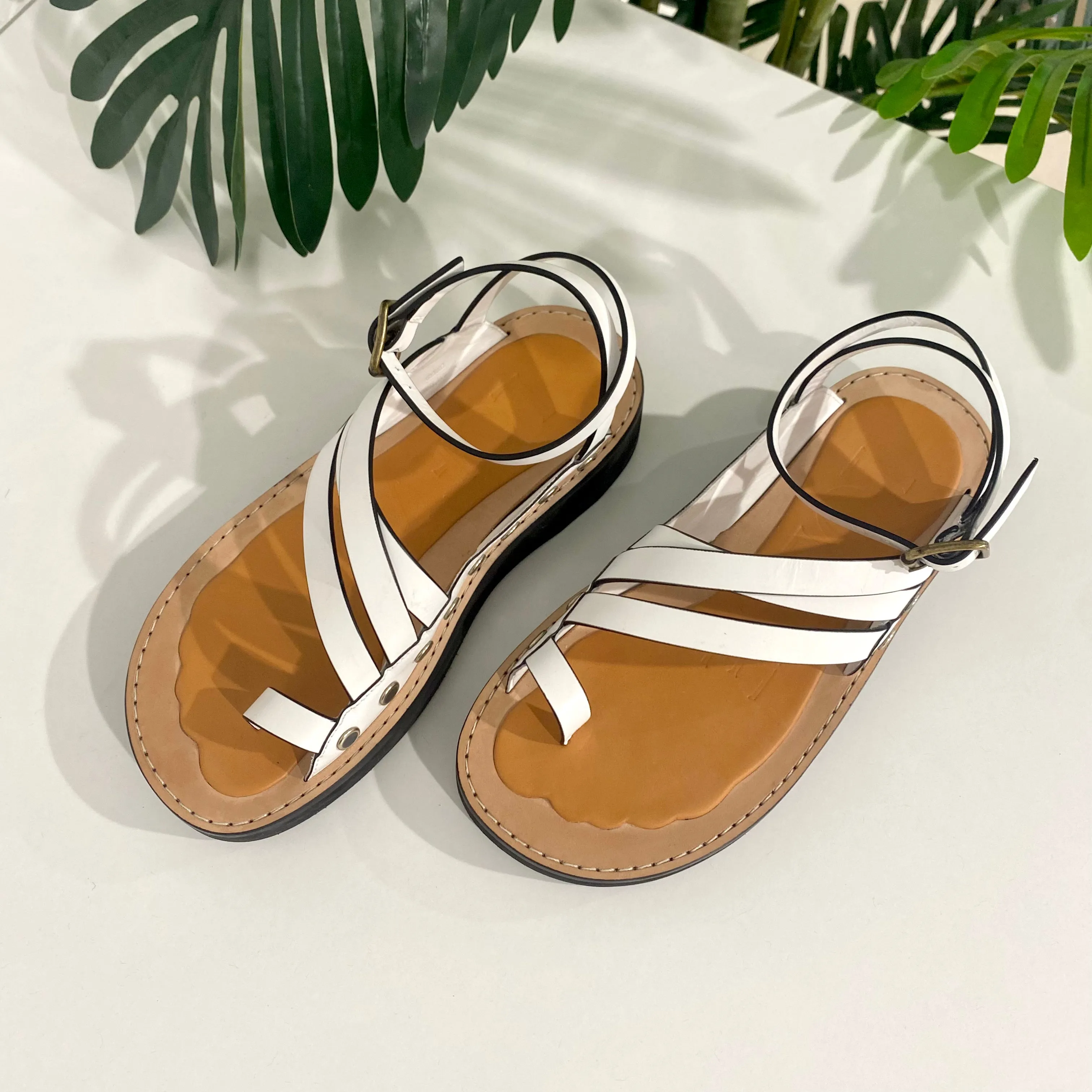 Loewe White Leather Chunky Sandals