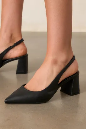 Lost Your Chance Black Pointed-Toe Slingback Heels