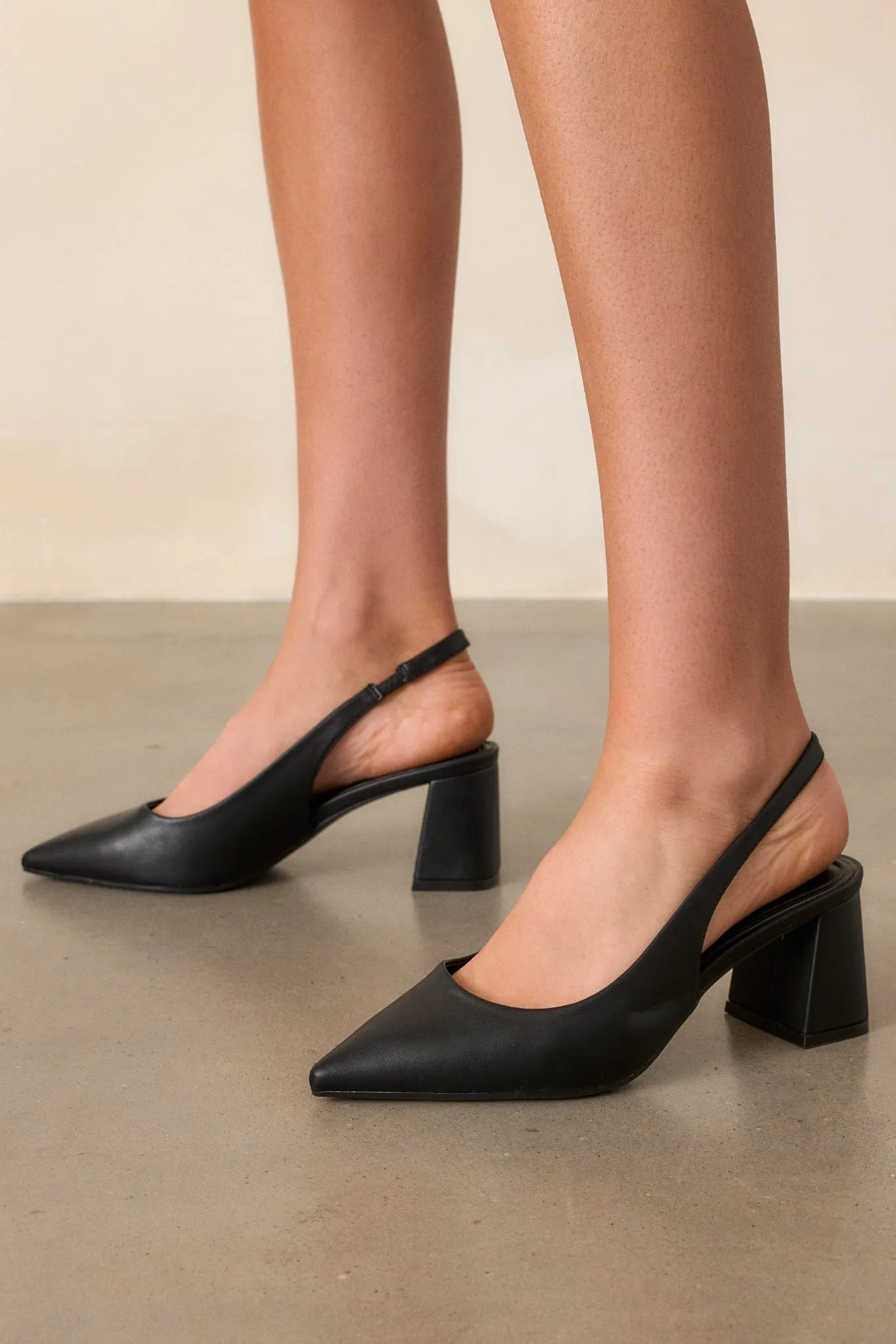 Lost Your Chance Black Pointed-Toe Slingback Heels