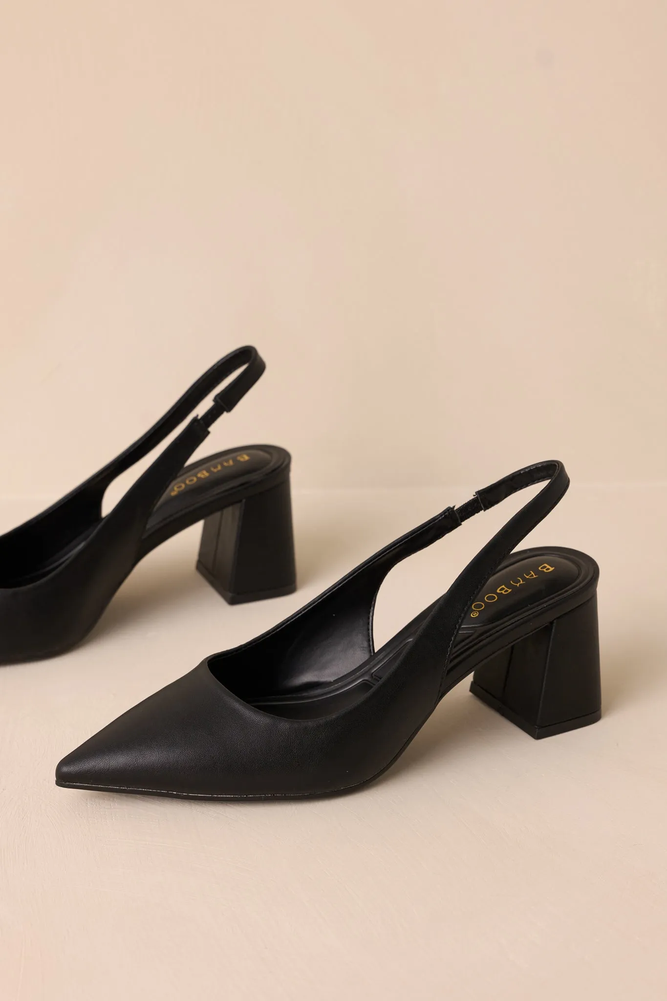 Lost Your Chance Black Pointed-Toe Slingback Heels