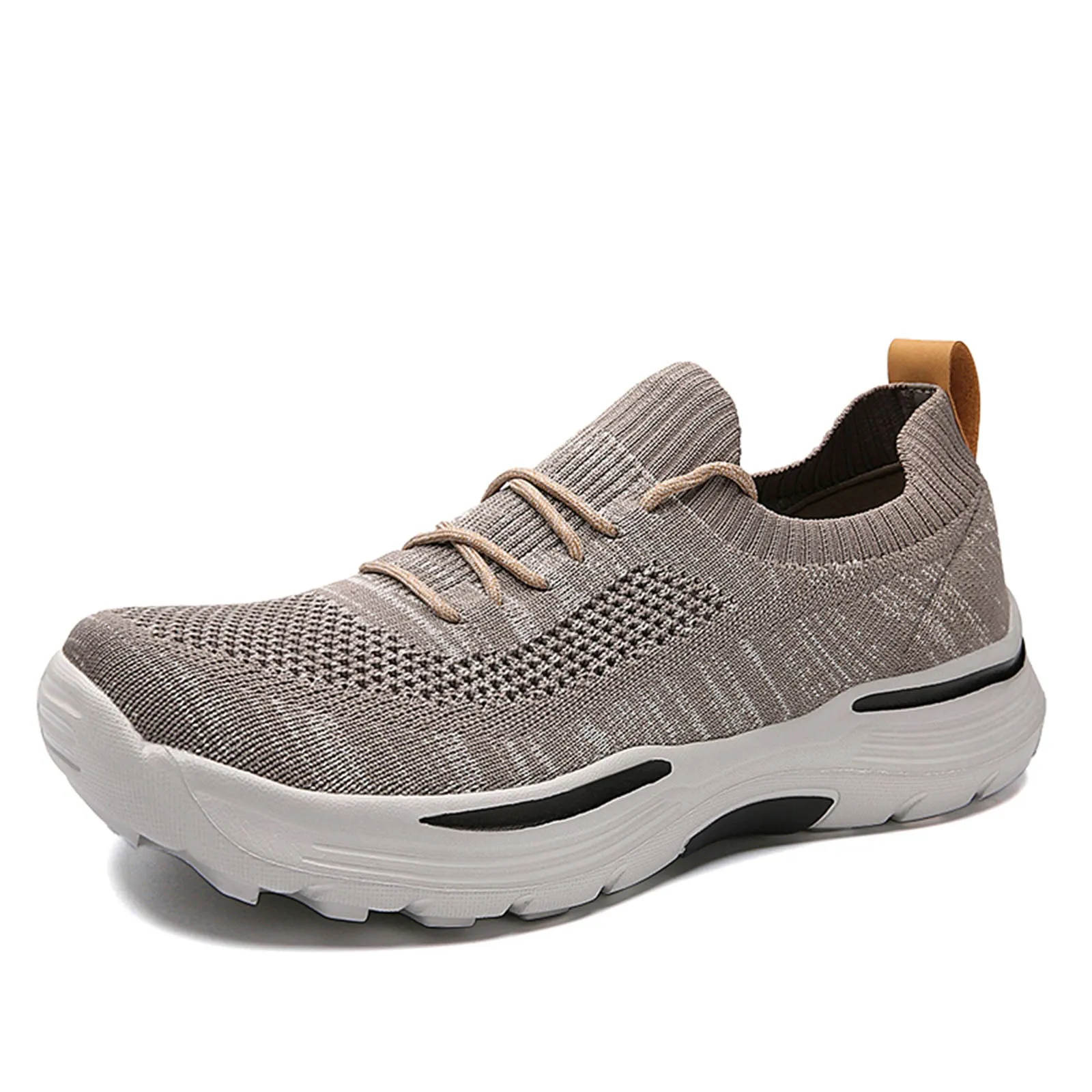 Mens Lace-up Knitted Thick Sole Heightened Casual Shoes Outdoor Walking Comfortable Lightweight Breathable Sneakers