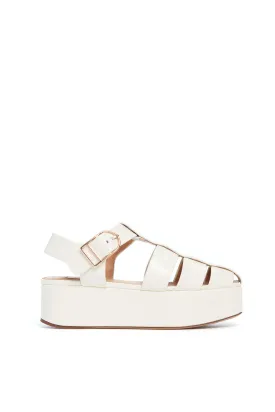 Mila Platform Sandal in Cream Leather