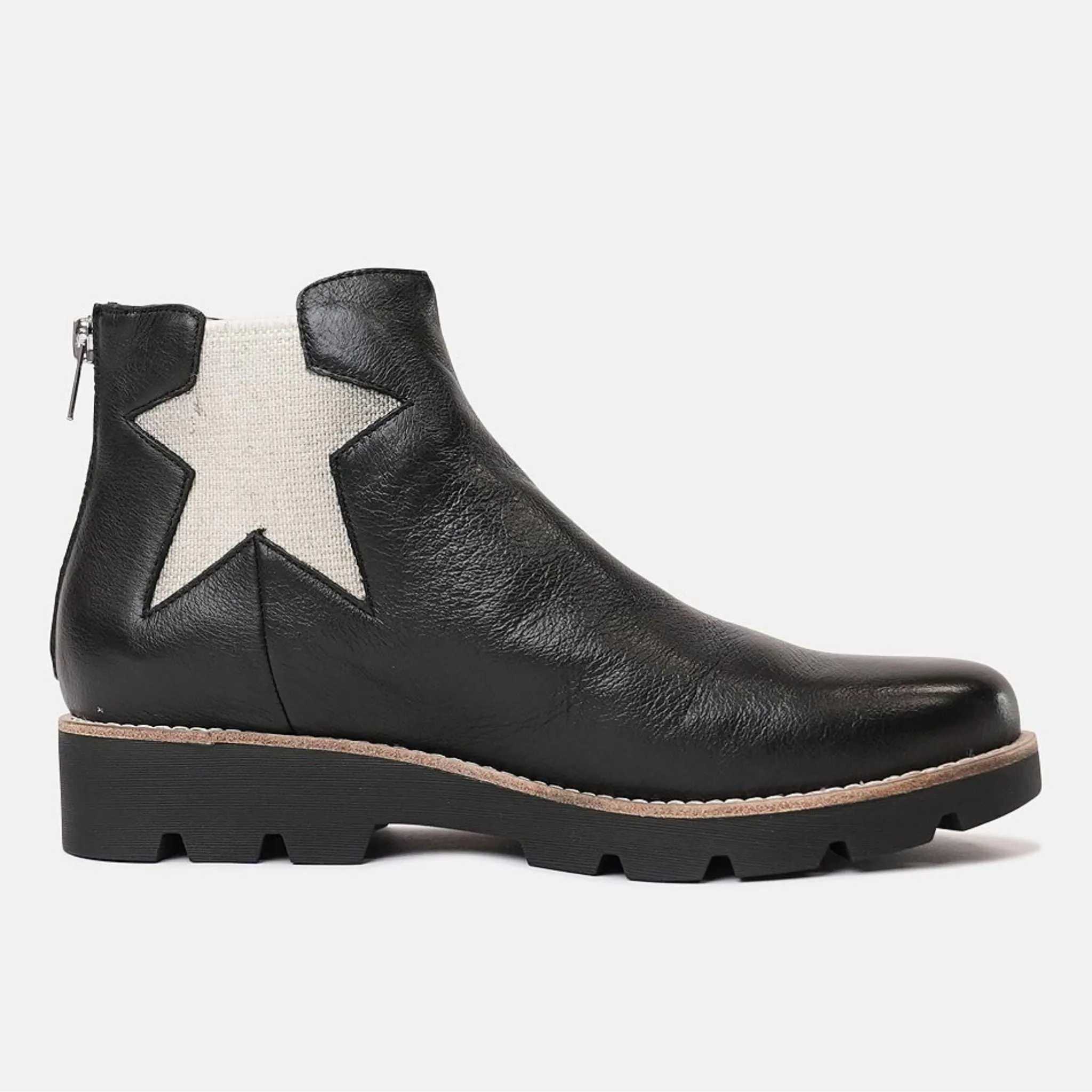 Missha Black / Natural Leather Ankle Boots