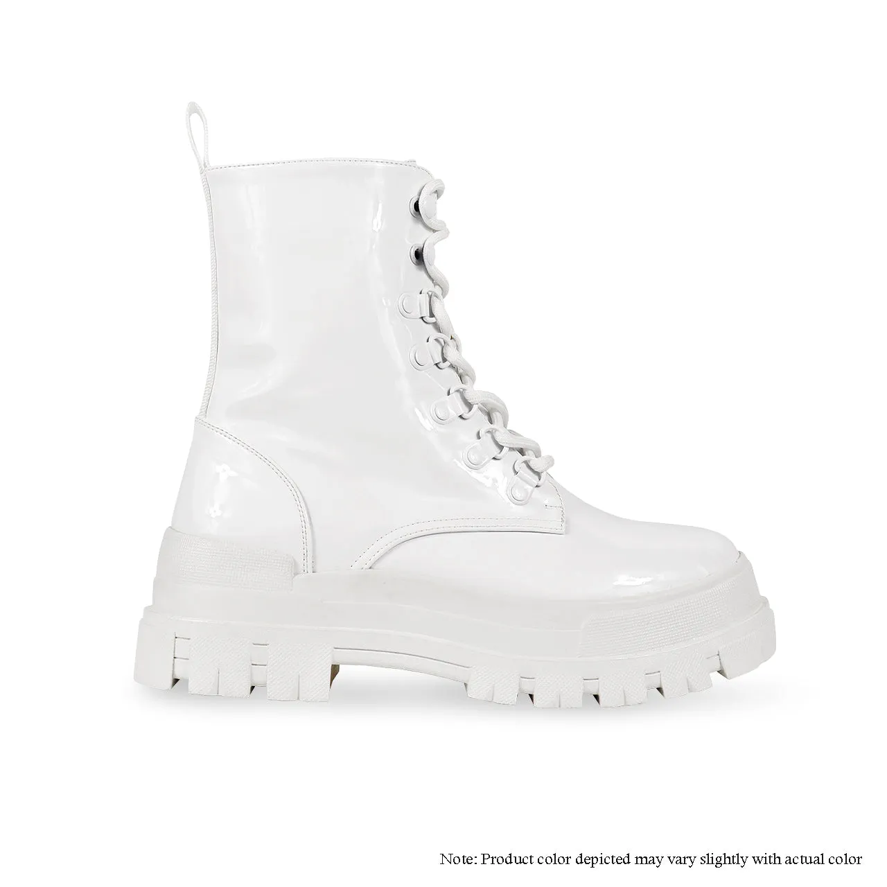 NUNES-1 COMBAT BOOTS W/ PATENT DETAILS-WHITE