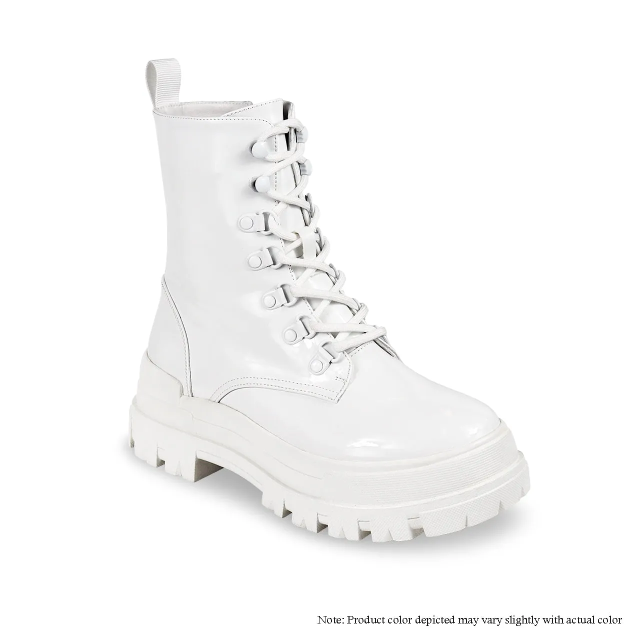 NUNES-1 COMBAT BOOTS W/ PATENT DETAILS-WHITE