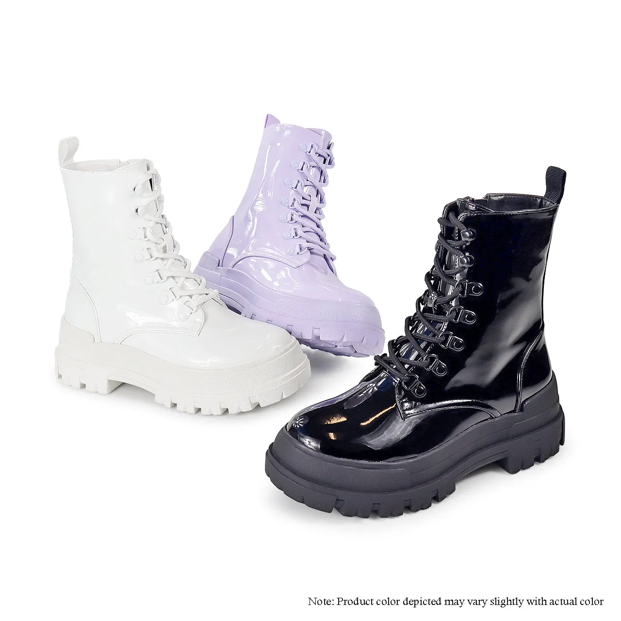 NUNES-1 COMBAT BOOTS W/ PATENT DETAILS-WHITE