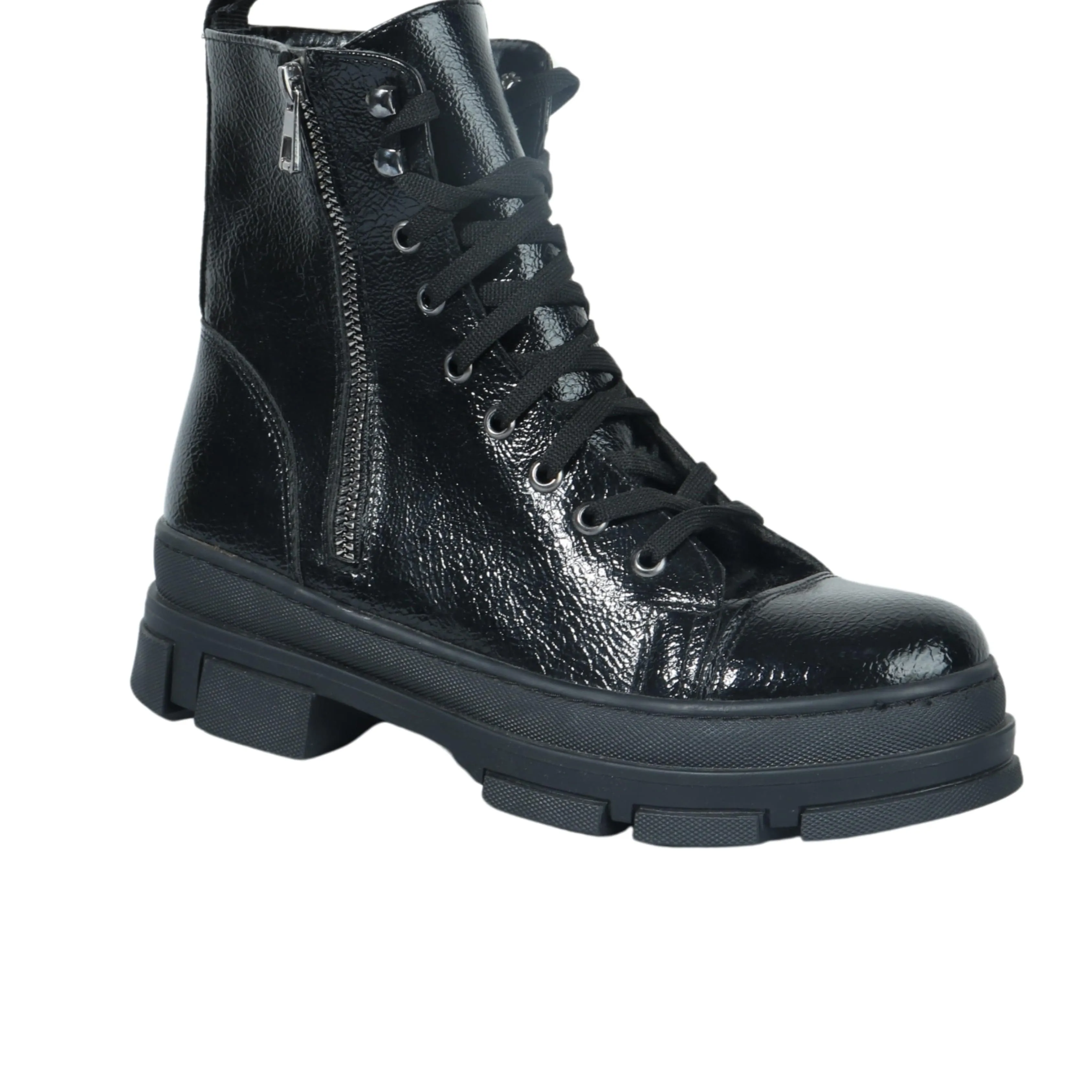OXXO - Vegan Leather Combat Boots With Zippers