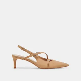 PAMLA MID HEELS TAN SUEDE